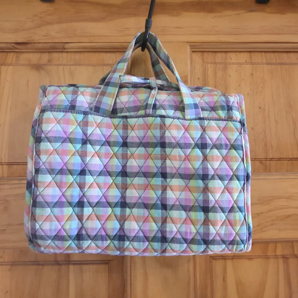Vera Bradley Quilted Pastel Plaid Cosmetic Bag